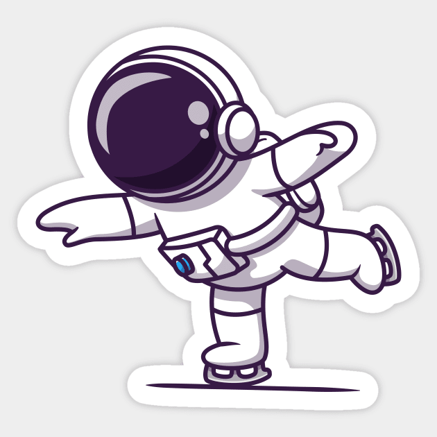 Cute Astronaut Playing Ice Skating Sticker by Catalyst Labs